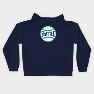 Seattle Retro Baseball - Navy Kids Hoodie